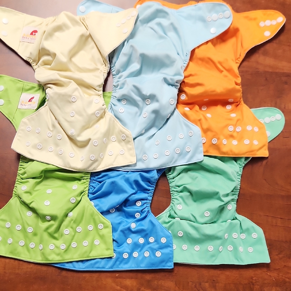 Vibrant Diaper Cover Set in Orange, Blue, Green, and Cream